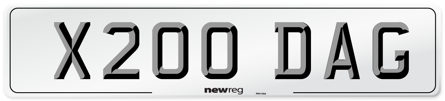 X200 DAG Number Plate from New Reg